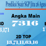 Prediksi Syair SGP Jitu 26 Agustus 2023